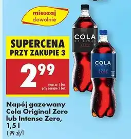 Biedronka Napój gazowany Cola Original Zero lub Intense Zero, 1,5 l oferta