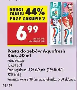 Biedronka Pasta do zębów Aquafresh Kids, 50 ml oferta