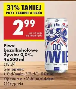 Biedronka Piwo bezalkoholowe Żywiec 0,0%, 4x500 ml oferta