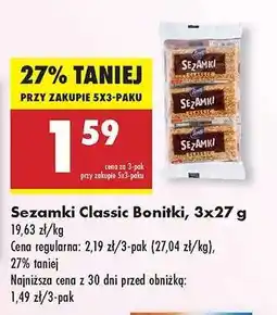 Biedronka Sezamki Classic Bonitki 3x27 g oferta