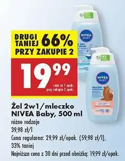 Biedronka Żel 2w1 / mleczko NIVEA Baby, 500 ml oferta