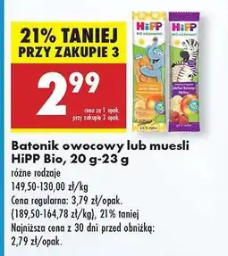 Biedronka Batonik owocowy lub musli HiPP Bio, 20 g-23 g oferta