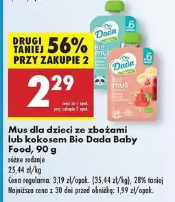 Biedronka Mus dla dzieci ze zbożami lub kokosem Bio Dada Baby Food, 90 g oferta