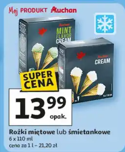 Auchan Lody rożki miętowe lub śmietankowe Auchan oferta