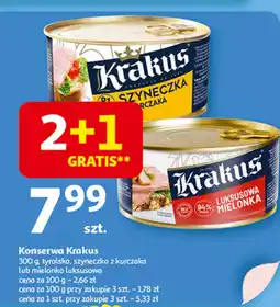 Auchan Konserwa Krakus tyrolska, szyneczka z kurczaka lub mielonka luksusowa oferta