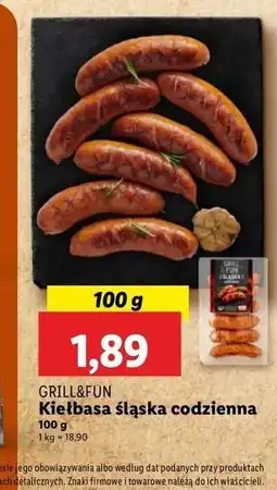 Lidl Kiełbasa śląska codzienna Grill And Fun oferta