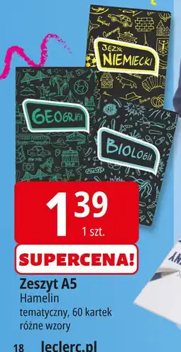 E.Leclerc Zeszyt a5/60 k tematyczny linia Hamelin oferta