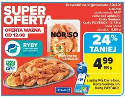 Carrefour Market Krewetki całe gotowane 30/40 NORSO oferta