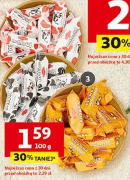 Auchan Krówki mleczne, maślane, czekoladowe lub truskawkowe Złotokłos oferta