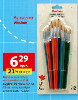 Auchan Zestaw pedzli drewnianych Auchan Różnorodne (Logo Czerwone) oferta
