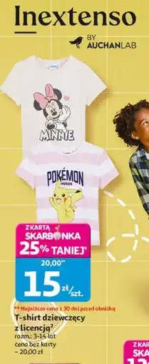Auchan T-shirt dziewczęcy 3-14 lat pokemon Inextenso By Auchan oferta
