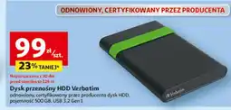 Auchan Dysk zewnętrzny hdd 2.5 500 gb Verbatim oferta