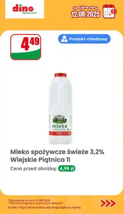 Dino Mleko świeże Wiejskie Piątnica 3,2% oferta