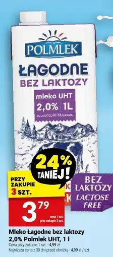 Twój Market Mleko Łagodne bez laktozy 2,0% UHT Polmlek oferta