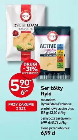 Żabka Ser żółty Ryki maasdam, Rycki Edam Exclusive, proteinowy active plus oferta