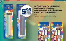 Stokrotka Market Ołówki HB z czarnego drewna z gumką, drewniane w kolorowe paski Moje Bambino oferta
