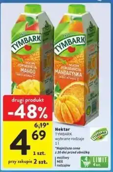 Intermarche Nektar pomarańczowy z mandarynką Tymbark oferta