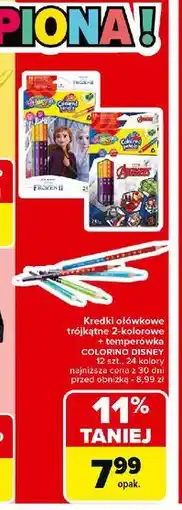Carrefour Kredki ołówkowe avengers + temperówka Colorino Kids oferta