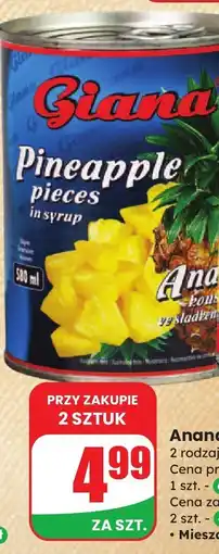 Dino Ananas w syropie - kawałki Giana oferta