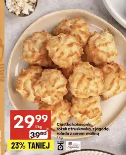 Delikatesy Centrum Ciastka kokosanki, rożek z truskawką, z jagodą, rolada z serem maliną Szarlotka oferta
