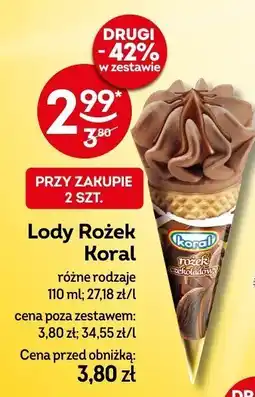 Żabka Lody Rożek różne rodzaje Koral oferta