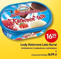 Żabka Lody Kolorowe Lato śmietankowo-truskawkowo-czekoladowe Koral oferta