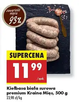 Biedronka Kiełbasa biała surowa premium Kraina Mięs oferta