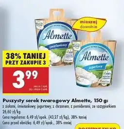Biedronka Serek ze szczypiorkiem i cebulą Hochland Almette oferta