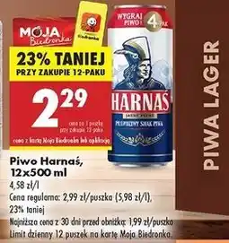 Biedronka Piwo Harnaś Jasne Pełne oferta