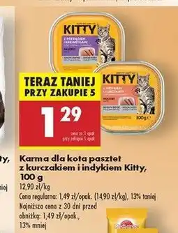 Biedronka Karma dla kota pasztet z indykiem i kurczakiem Kitty oferta