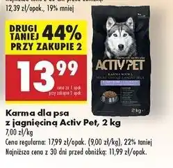 Biedronka Karma dla psa z jagnięciną sensitive Activ Pet oferta