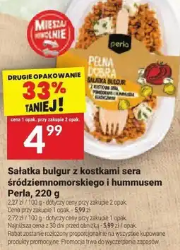 Sałatka bulgur z kostkami sera śródziemnomorskiego i hummusem Perla