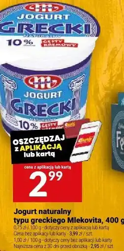 Twój Market Jogurt naturalny typu greckiego Mlekovita, 400 g oferta