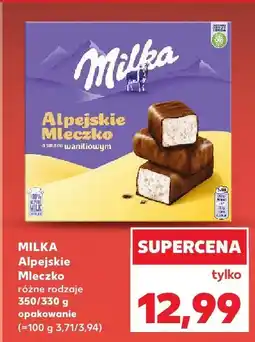 Kaufland Alpejskie Mleczko, różne rodzaje Milka oferta