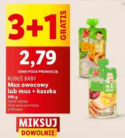 Lidl Mus owocowy / mus + kaszka Kubuś Baby 3+1 GRATIS oferta