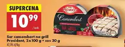 Biedronka Ser camembert na grill President, 2x100 g + sos, 30 g oferta