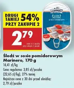 Biedronka Śledź w sosie pomidorowym Marinero, 170 g oferta