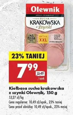 Biedronka Kiełbasa sucha krakowska z szynki Olewnik 150 g oferta