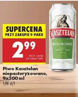Biedronka Piwo Kasztelan niepasteryzowane, 9x500 ml oferta