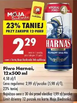 Biedronka Piwo Harnas 12x500 ml oferta