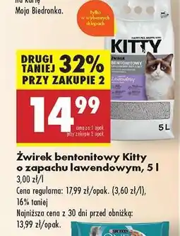 Biedronka Żwirek bentonitowy Kitty o zapachu lawendowym, 5 l oferta
