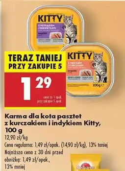 Biedronka Karma dla kota pasztet z kurczakiem i indykiem Kitty, 100 g oferta