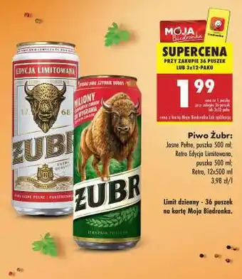 Biedronka Piwo ŻUBR oferta