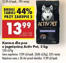 Biedronka Karma dla psa z jagnięciną Activ Pet 2 kg oferta