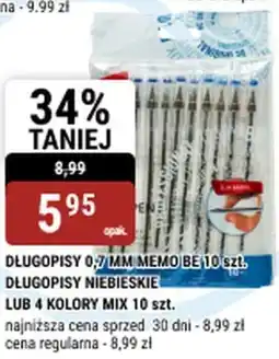 bi1 DŁUGOPISY 0,7 MM MEMO BE DŁUGOPISY NIEBIESKIE. LUB 4 KOLORY MIX oferta