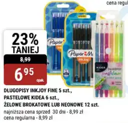 bi1 DŁUGOPISY INKJOY FINE 5 szt., PASTELOWE KIDEA 6 szt., ŻELOWE BROKATOWE LUB NEONOWE 12 szt. oferta