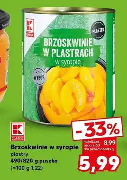Kaufland Brzoskwinie w syropie plastry K-Classic oferta