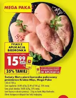 Biedronka Świeży filet z piersi kurczaka pakowany próżniowo Kraina Mięs , Mega Paka oferta