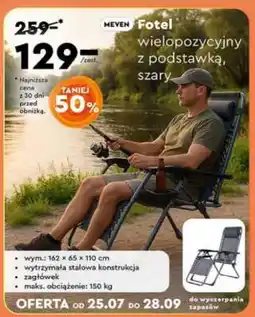 Biedronka Fotel wielopozycyjny z podstawką, szary oferta