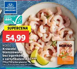 Lidl Krewetki Krewetki blanszowane bez ogonków NORSO oferta